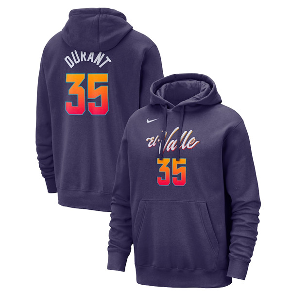 Men's Phoenix Suns #35 Kevin Durant Purple 2023/24 City Edition Name & Number Pullover Hoodie